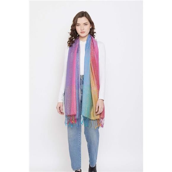 womens silk scarf satin shawl wrap long lightweight fringe print gift accessory - Picture 3 of 7